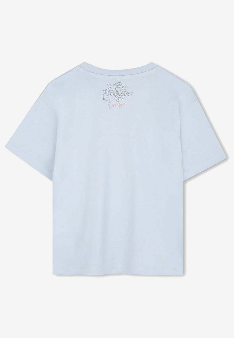 Kenzo Kids Boys Tiger Print T-shirt Light Blue K61497/77D_LIGHT BLUE