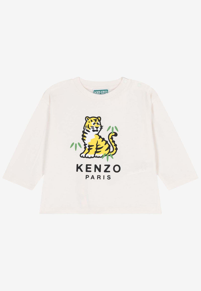 Kenzo Kids Baby Boys Tiger Print T-shirt Off-white K61501/117_OFF-WHITE
