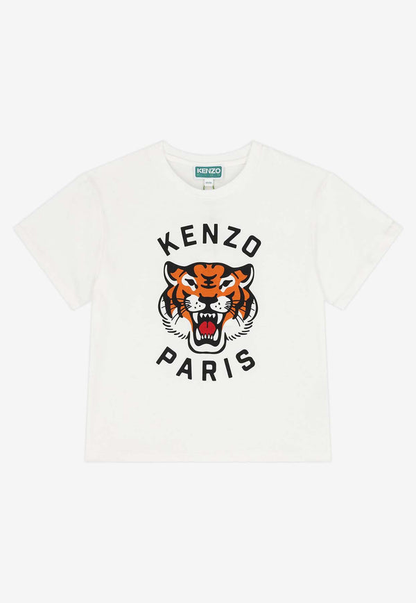 Kenzo Kids Boys Tiger Print T-shirt Off-white K61505/117_OFF-WHITE