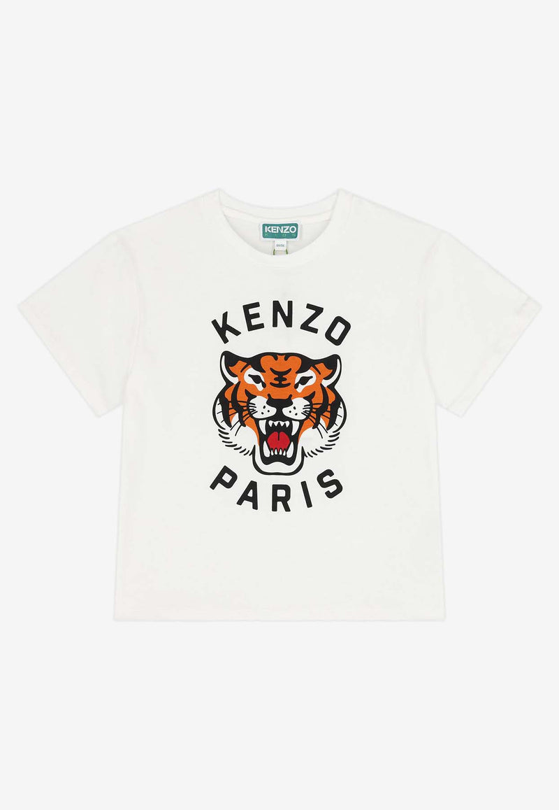 Kenzo Kids Boys Tiger Print T-shirt Off-white K61505/117_OFF-WHITE