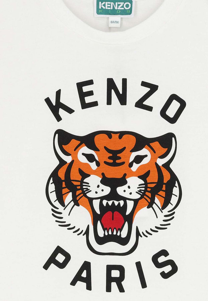 Kenzo Kids Boys Tiger Print T-shirt Off-white K61505/117_OFF-WHITE