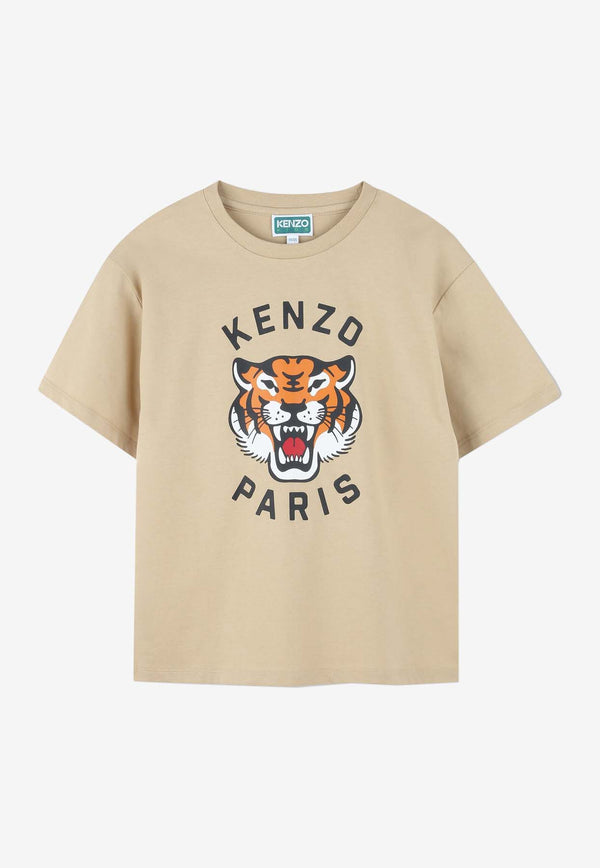 Kenzo Kids Boys Tiger Print T-shirt Beige K61505/249_STONE