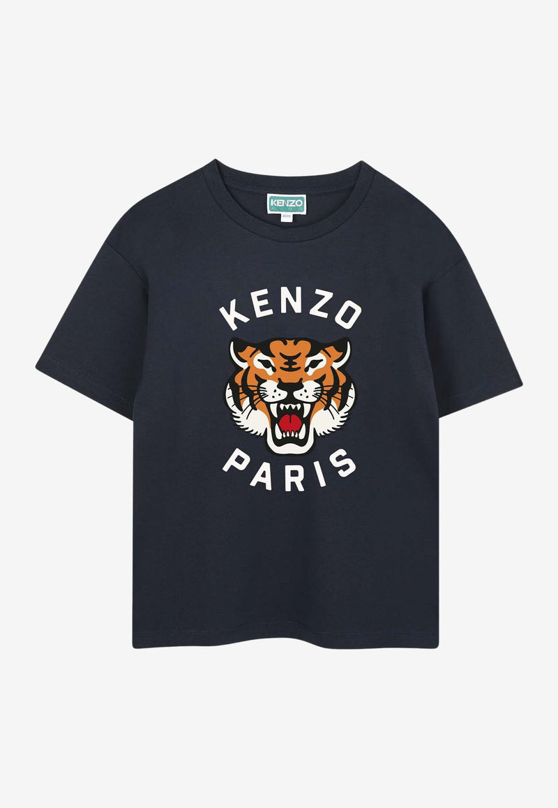Kenzo Kids Boys Tiger Print T-shirt Navy K61505/845_NAVY