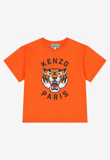 Kenzo Kids Girls Tiger Logo Print T-shirt Orange K61505/42F_ORANGE