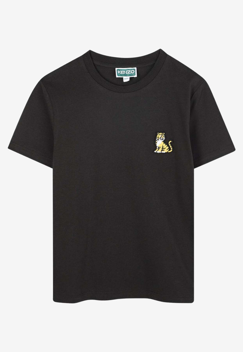 Kenzo Kids Boys Tiger Embroidered T-shirt Black K61506/095_BLACK