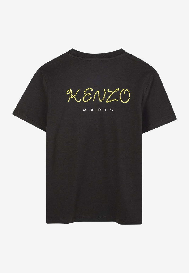 Kenzo Kids Boys Tiger Embroidered T-shirt Black K61506/095_BLACK