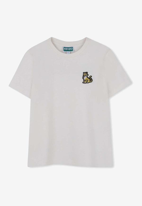 Kenzo Kids Boys Tiger Embroidered T-shirt Off-white K61506/117_OFF-WHITE