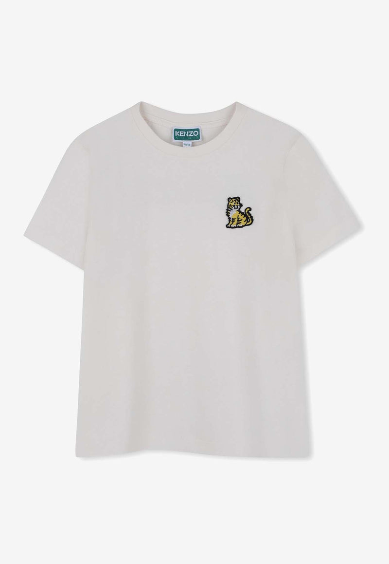 Kenzo Kids Boys Tiger Embroidered T-shirt Off-white K61506/117_OFF-WHITE