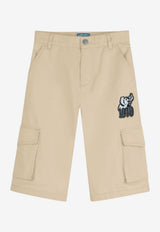 Kenzo Kids Boys Elephant Logo Cargo Shorts Beige K61644/255_STONE