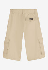 Kenzo Kids Boys Elephant Logo Cargo Shorts Beige K61644/255_STONE
