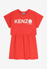 Kenzo Kids Girls Logo Print Dress Red K61662/976_RED