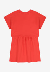 Kenzo Kids Girls Logo Print Dress Red K61662/976_RED