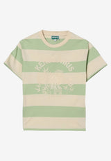 Kenzo Kids Boys Striped Logo T-shirt Multicolor K61671/N66_GREEN MULT