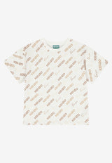 Kenzo Kids Boys Signature Logo T-shirt Off-white K61686/117_OFF-WHITE