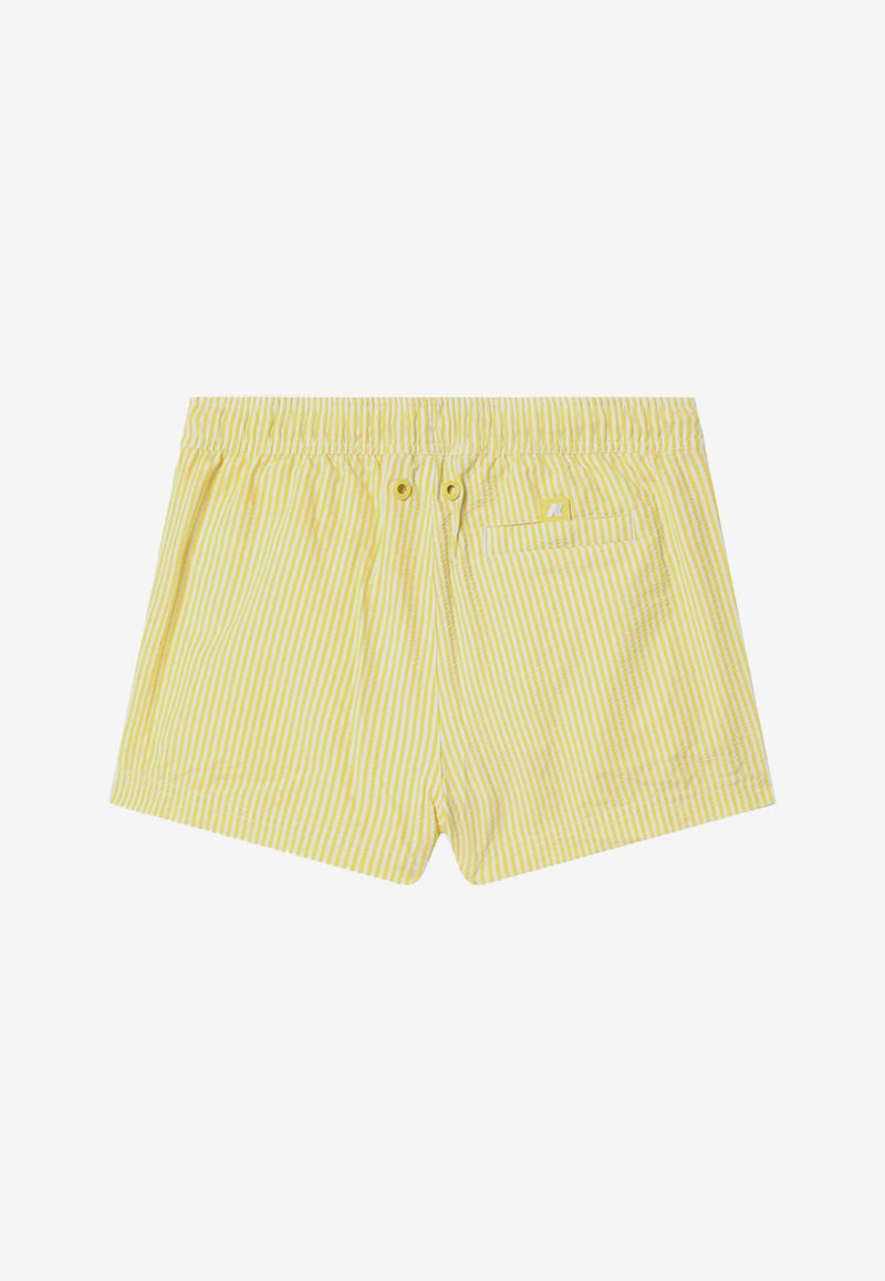 K-Way Kids Boys Striped Swim Shorts Yellow K71426W-CCO/Q_KWAY-AZT