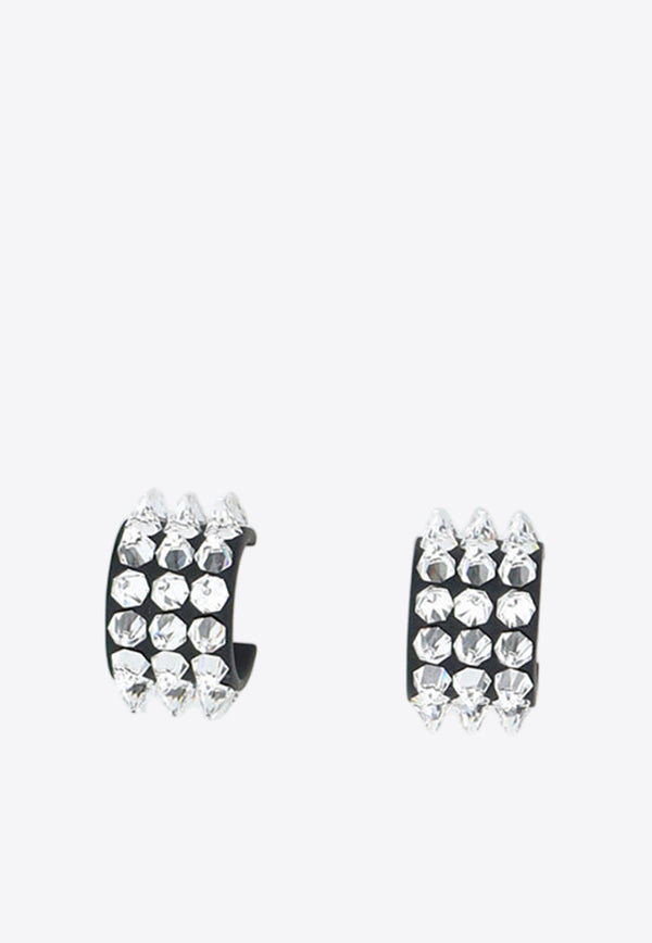 Amina Muaddi Karma Crystal Embellished Hoop Earrings Black KARMAHOOPSMALL_000_WHICRY