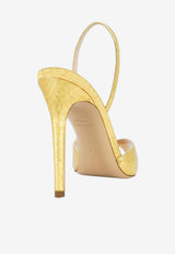 Andrea Wazen Katy 105 Watersnake Slingback Sandals in Metallic Elaphe Leather Gold KATSL105ELGOL-PS26_GOLD