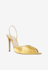 Andrea Wazen Katy 105 Watersnake Slingback Sandals in Metallic Elaphe Leather Gold KATSL105ELGOL-PS26_GOLD