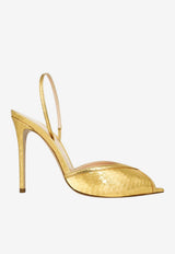 Andrea Wazen Katy 105 Watersnake Slingback Sandals in Metallic Elaphe Leather Gold KATSL105ELGOL-PS26_GOLD