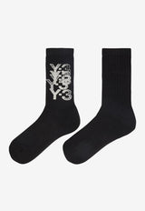 Y-3 Embroidered Logo Crew Socks Black KD0183_BLACK