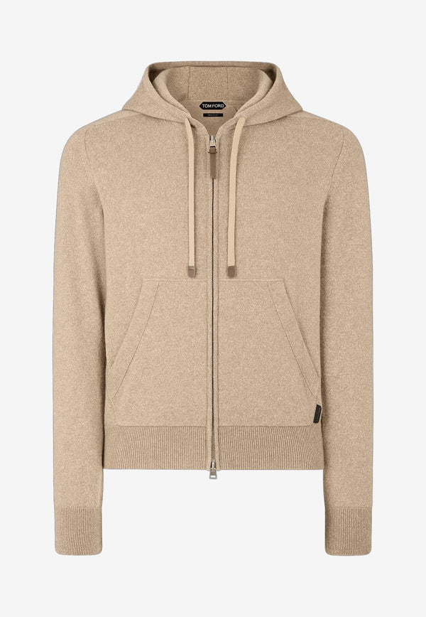 Tom Ford Cashmere Merino Zip Hoodie KDL007-YMK027S24 JB150 Beige