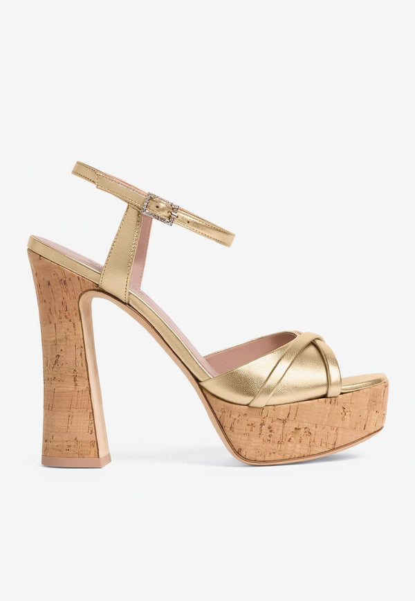 Malone Souliers Keaton 125 Leather Platform Sandals KEATON 125-26 ANTIQUE GOLD