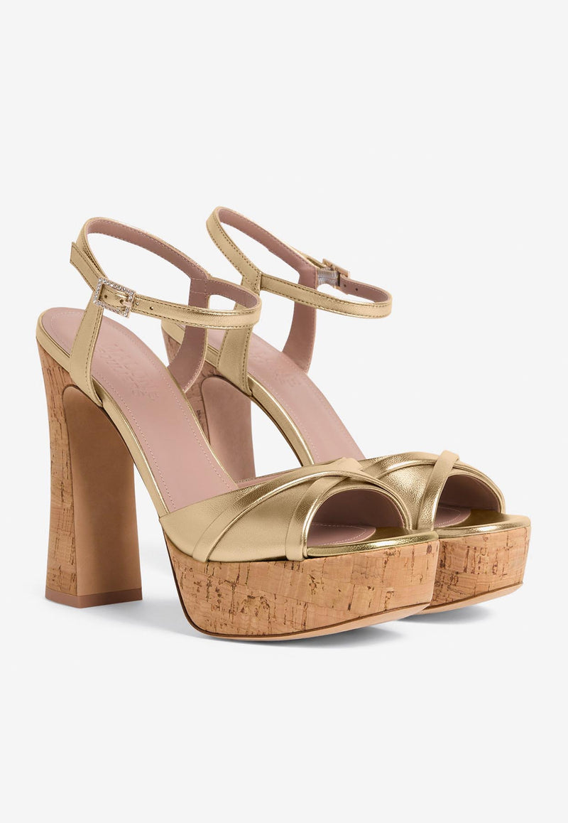 Malone Souliers Keaton 125 Leather Platform Sandals KEATON 125-26 ANTIQUE GOLD