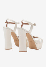 Malone Souliers Keaton 125 Satin Platform Sandals Ivory KEATON 125-31 IVORY/IVORY