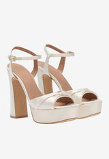 Malone Souliers Keaton 125 Satin Platform Sandals Ivory KEATON 125-31 IVORY/IVORY