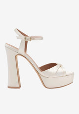 Malone Souliers Keaton 125 Satin Platform Sandals Ivory KEATON 125-31 IVORY/IVORY