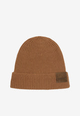 Tom Ford Logo Patch Cashmere Beanie Toffee KHR005-YMK065 JB700