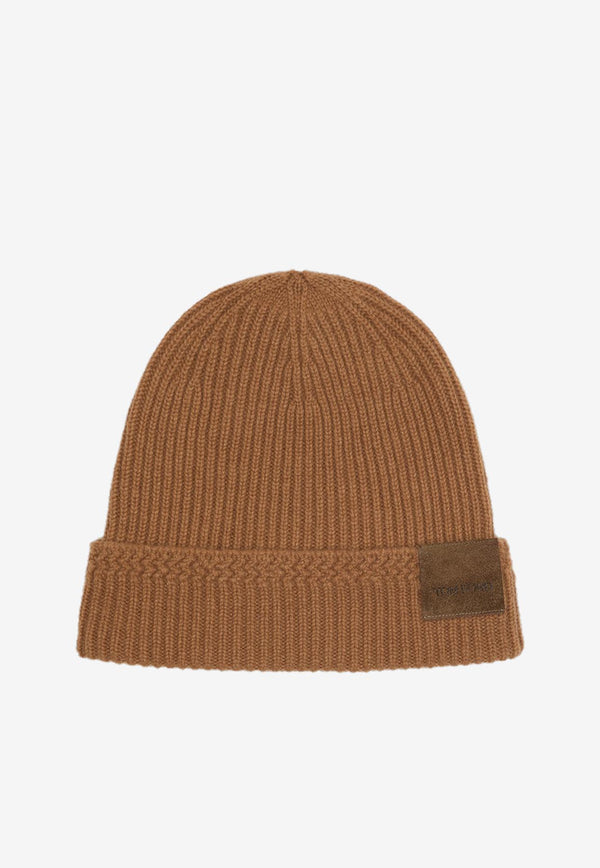 Tom Ford Logo Patch Cashmere Beanie Toffee KHR005-YMK065 JB700