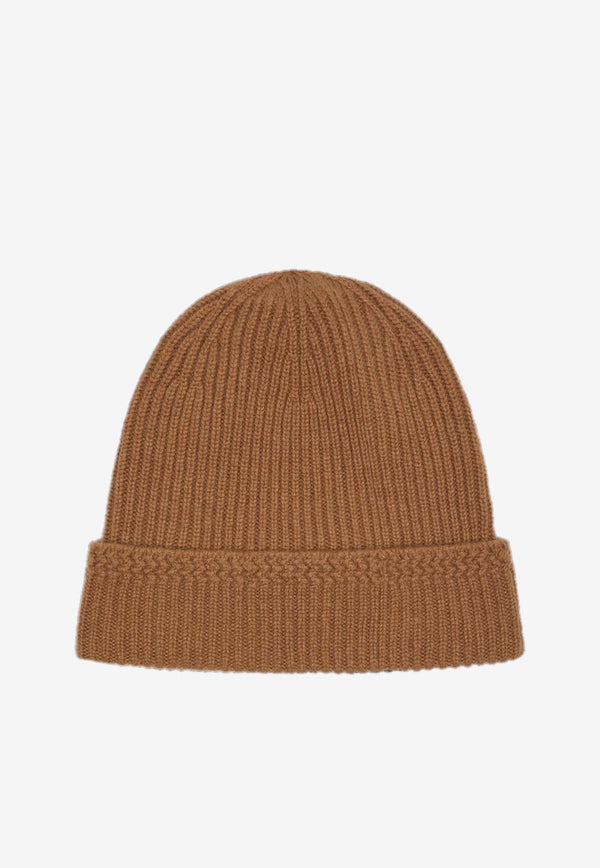 Tom Ford Logo Patch Cashmere Beanie Toffee KHR005-YMK065 JB700