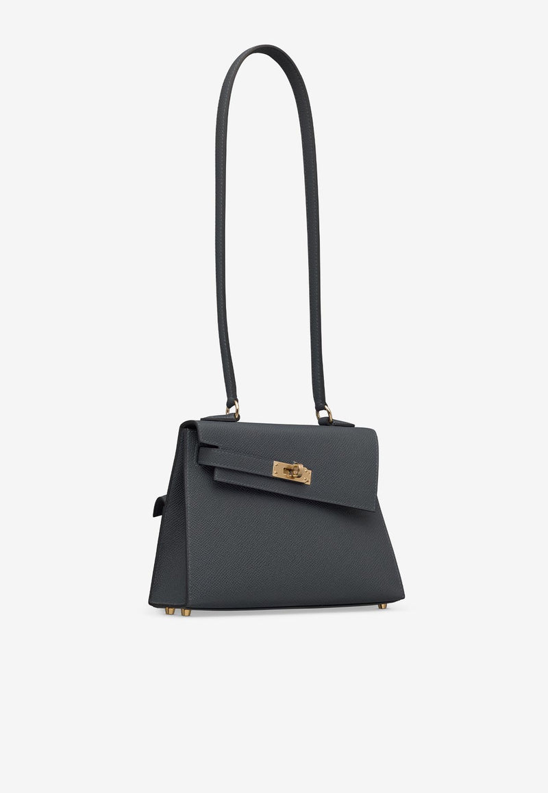 Kelly 20 en Desordre in Gris Misty Epsom Permabrass Hardware