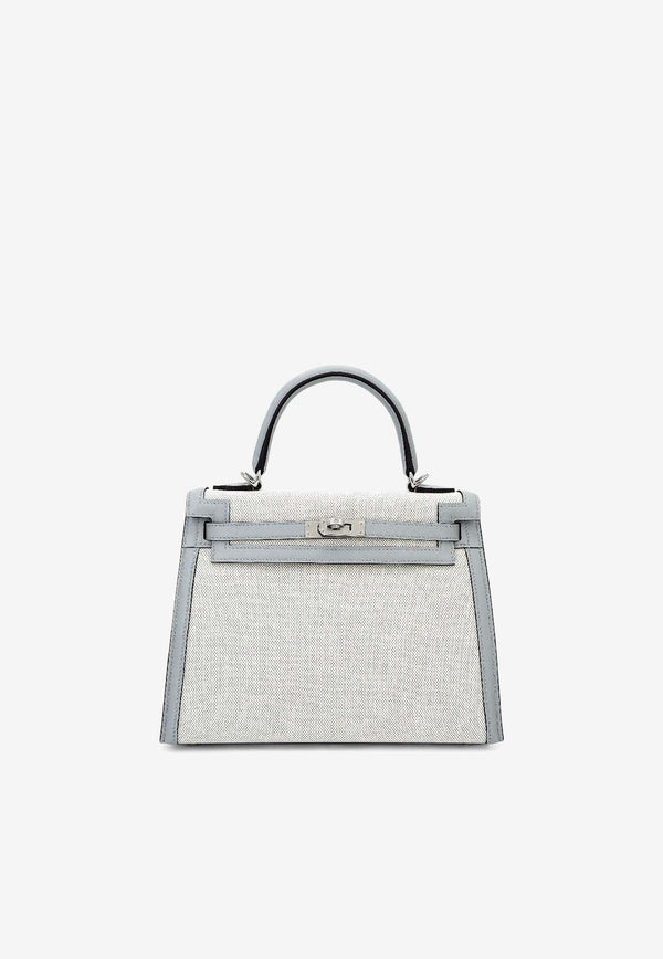Kelly 25 Sellier in Bleu Glacier Canvas and Swift Leather with Palladium Hardware