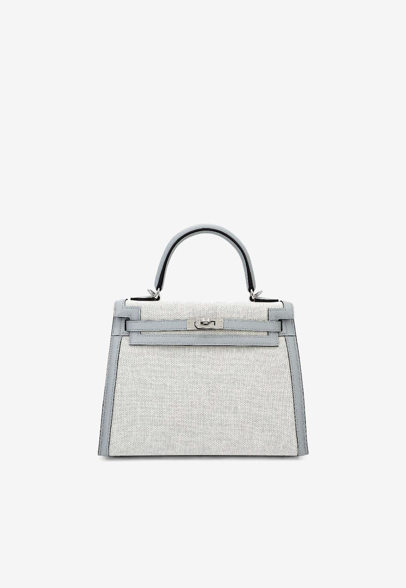 Kelly 25 Sellier in Bleu Glacier Canvas and Swift Leather with Palladium Hardware