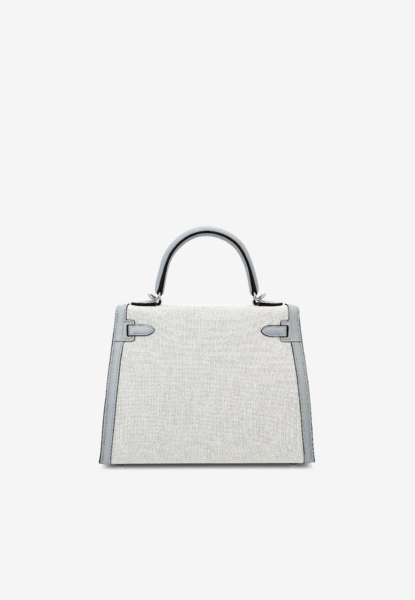 Kelly 25 Sellier in Bleu Glacier Canvas and Swift Leather with Palladium Hardware