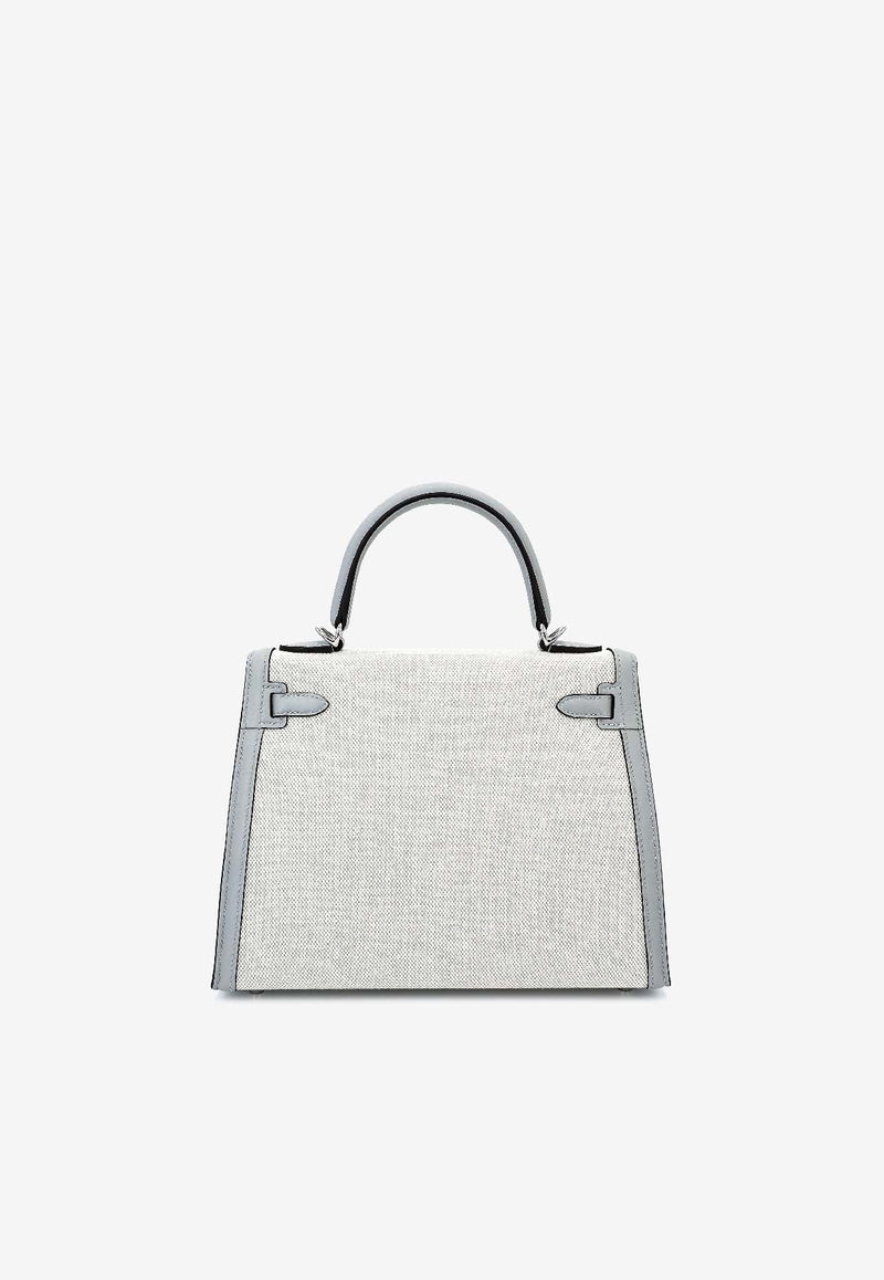 Kelly 25 Sellier in Bleu Glacier Canvas and Swift Leather with Palladium Hardware