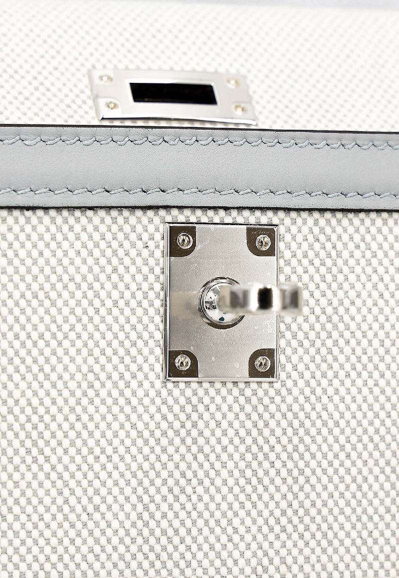 Kelly 25 Sellier in Bleu Glacier Canvas and Swift Leather with Palladium Hardware