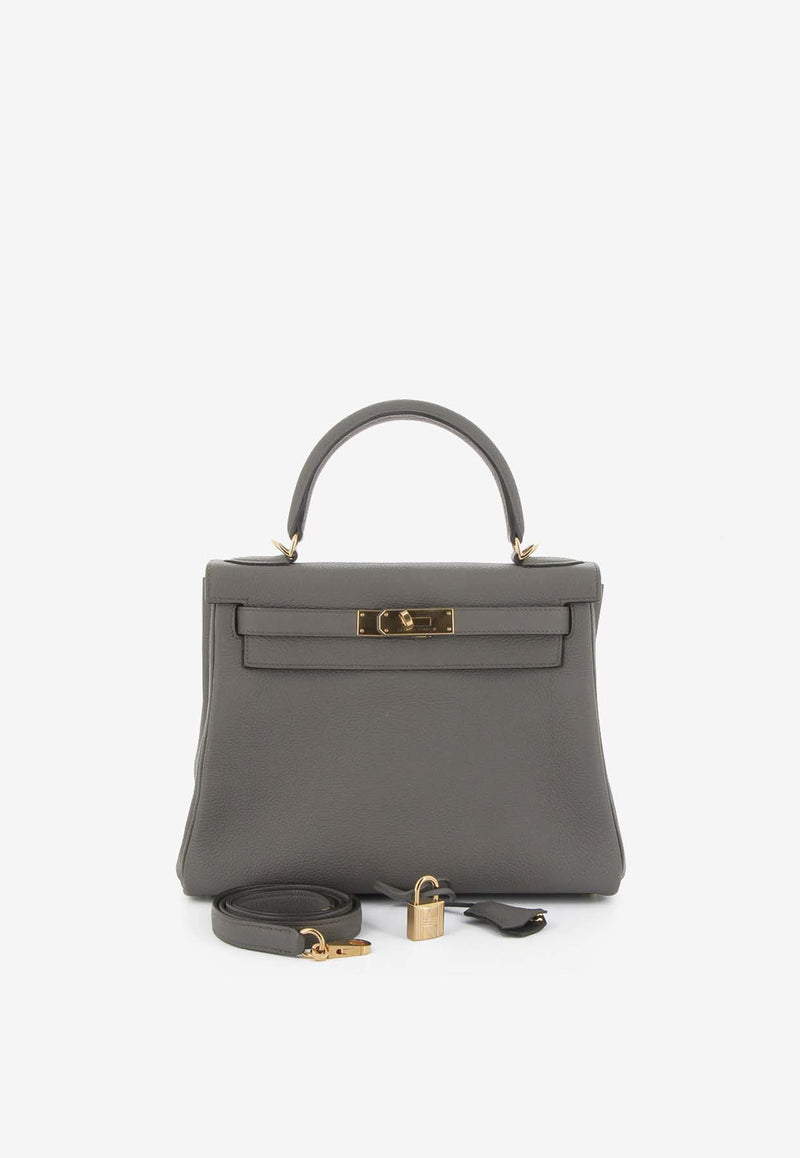 Kelly 28 in Gris Étain Togo Leather with Gold Hardware