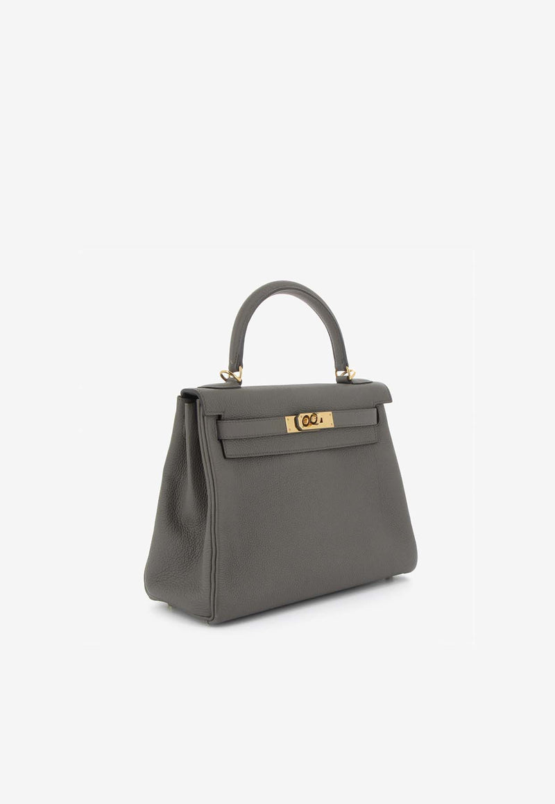 Kelly 28 in Gris Étain Togo Leather with Gold Hardware