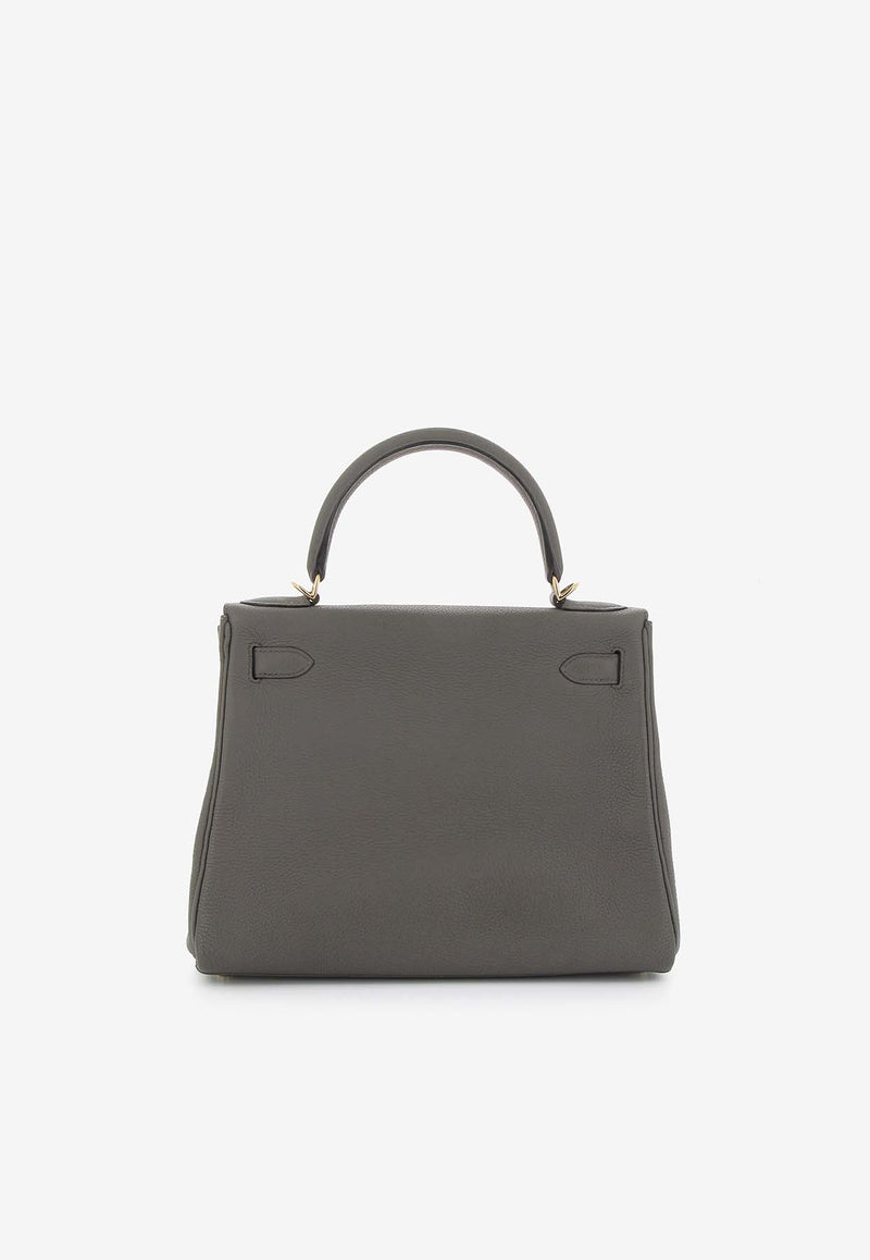 Kelly 28 in Gris Étain Togo Leather with Gold Hardware