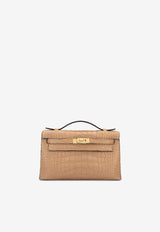 Kelly Pochette in Chai Matte Alligator Leather with Gold Hardware