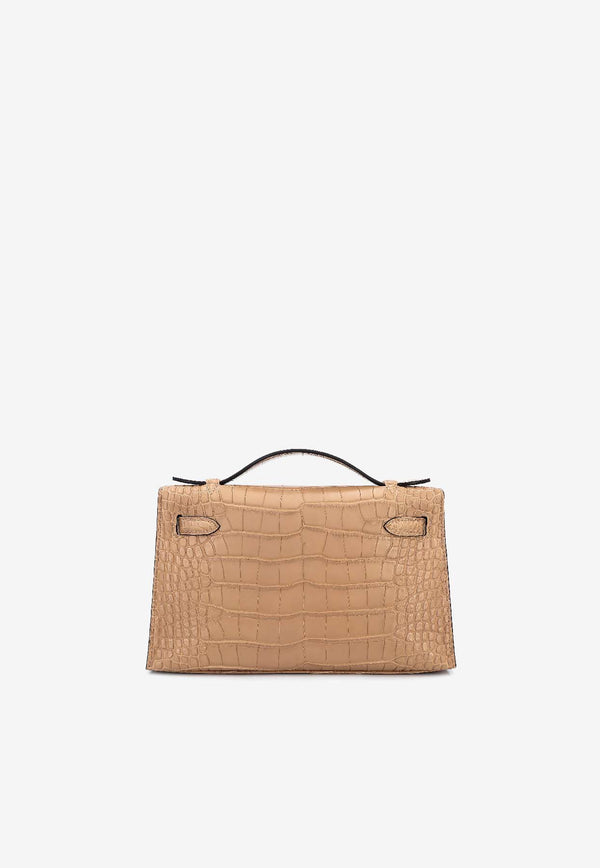 Kelly Pochette in Chai Matte Alligator Leather with Gold Hardware