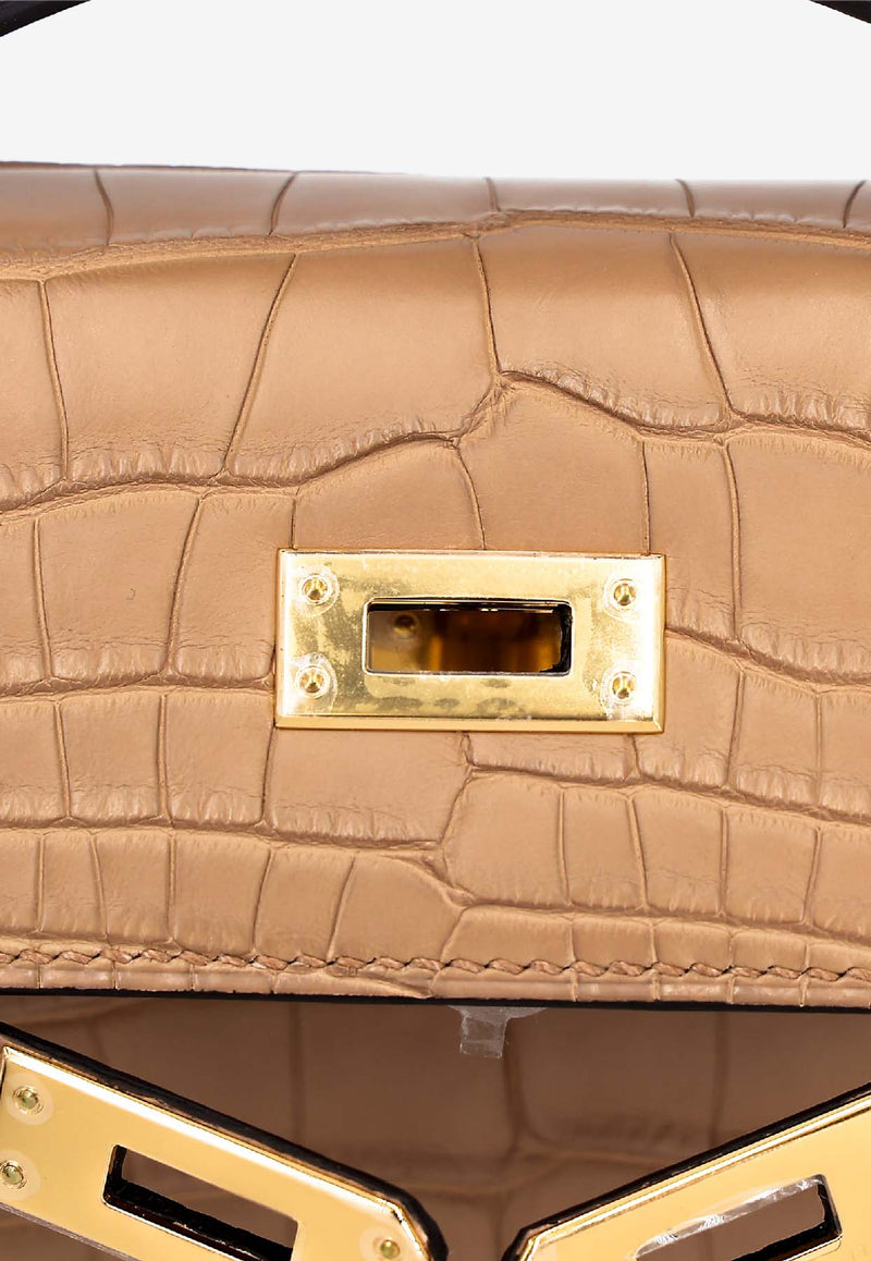 Kelly Pochette in Chai Matte Alligator Leather with Gold Hardware