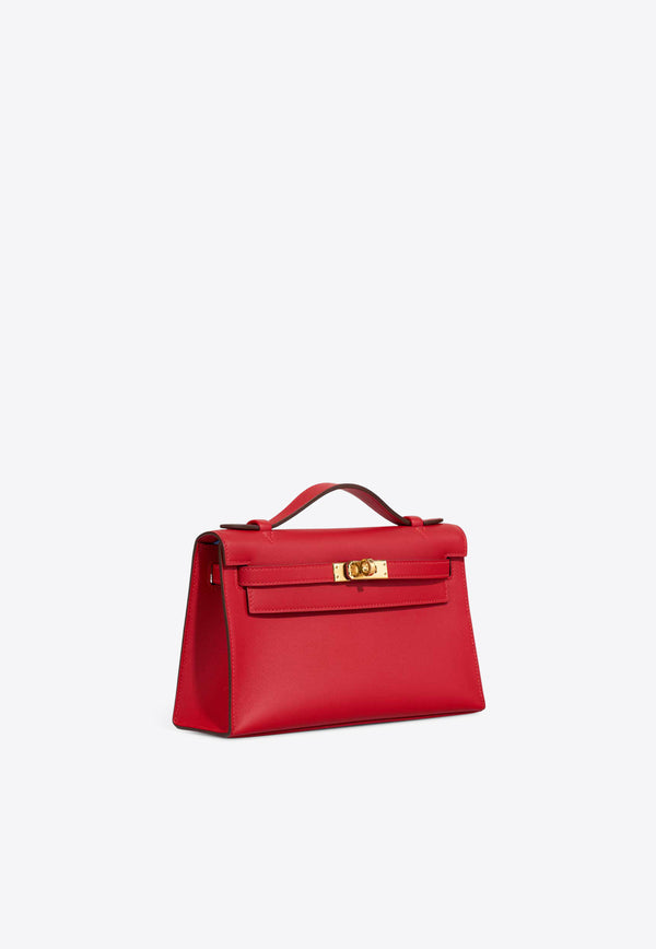 Kelly Pochette in Rouge Radieux Swift with Gold Hardware