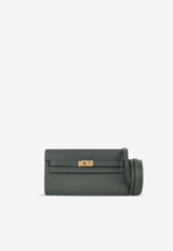 Kelly To Go Wallet in Vert Mangrove Evercolor with Gold Hardware