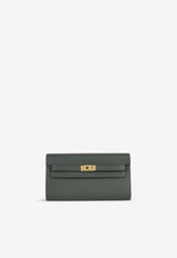 Kelly To Go Wallet in Vert Mangrove Evercolor with Gold Hardware