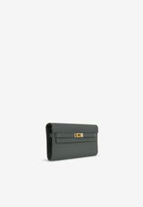 Kelly To Go Wallet in Vert Mangrove Evercolor with Gold Hardware