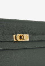 Kelly To Go Wallet in Vert Mangrove Evercolor with Gold Hardware